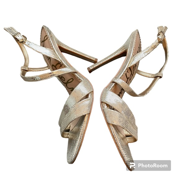 Sam Edelman Alisandra Holiday Gold Leather w/ 4.5” Stiletto Heel- size 9 - Picture 13 of 16